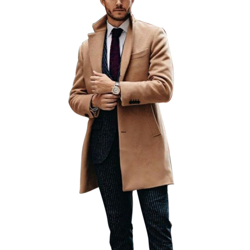 Men's elegant wool coat with stylish lapel and practical side pockets NOVAE
