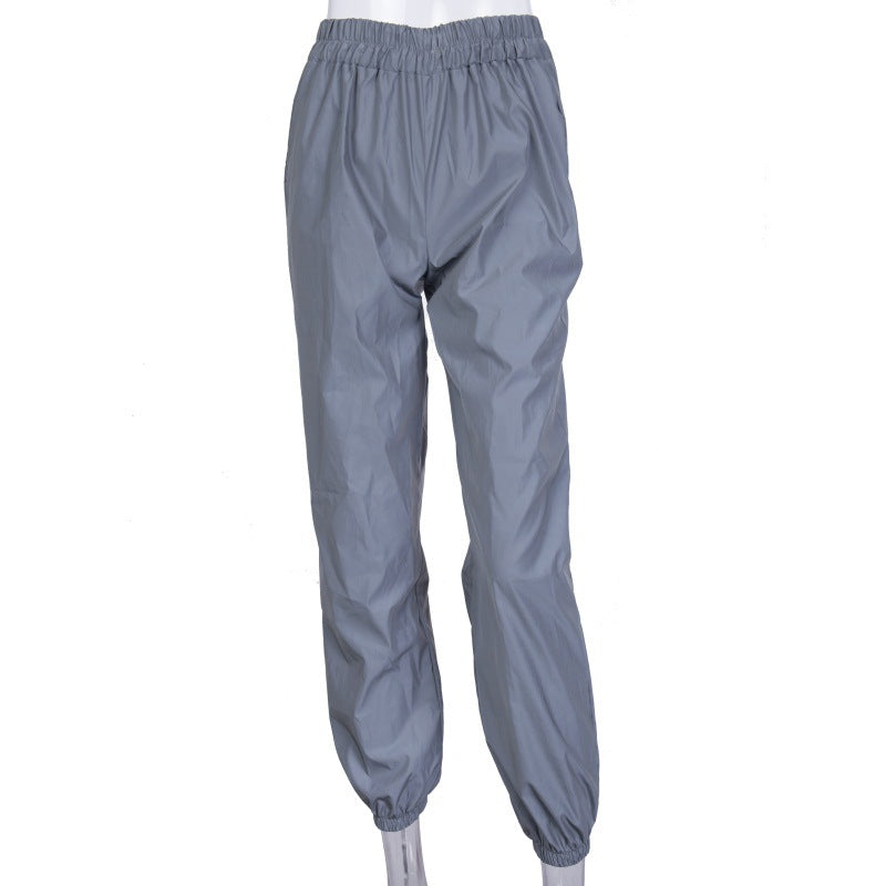 Women's casual leisure trousers with side pockets and elastic waistband NOVAE