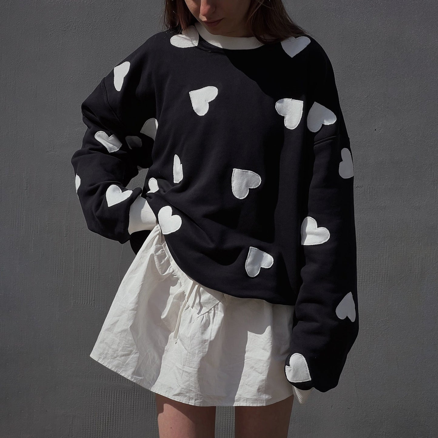 Women's hoodie with a creative heart motif and a casual oversized cut NOVAE