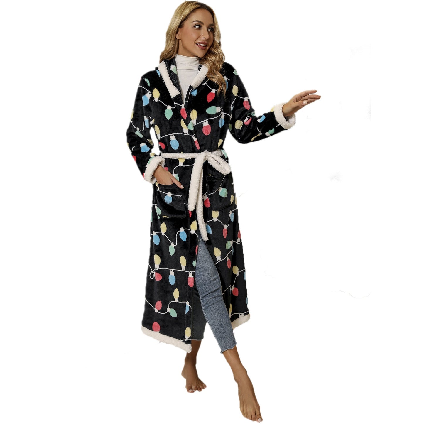 Women's cozy dressing gown with colorful lights NOVAE
