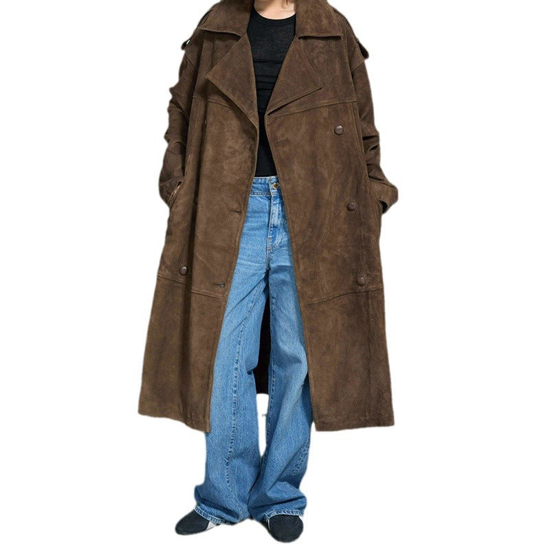 Women's Elegant Suede Trench Coat with a Generous Cut NOVAE