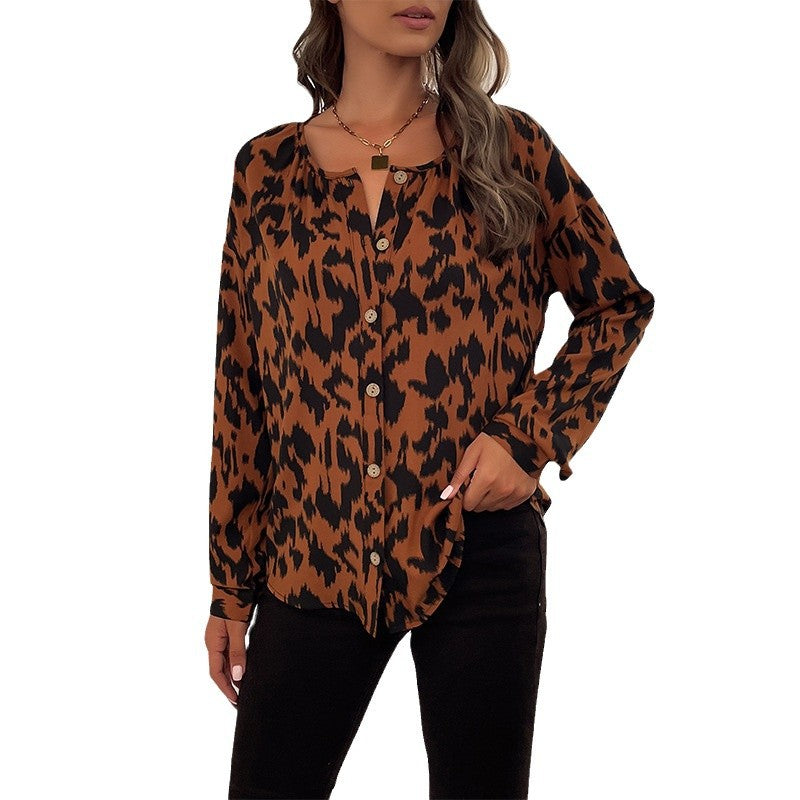 Women's Leopard Print Shirt Blouse NOVAE