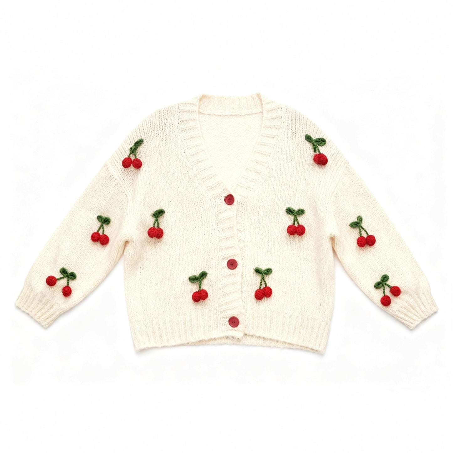 Women's cardigan with a cheerful cherry design and practical button details NOVAE