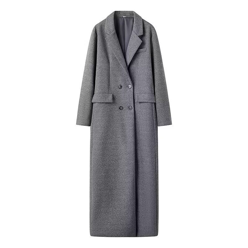 Women's elegant maxi coat with double button placket NOVAE
