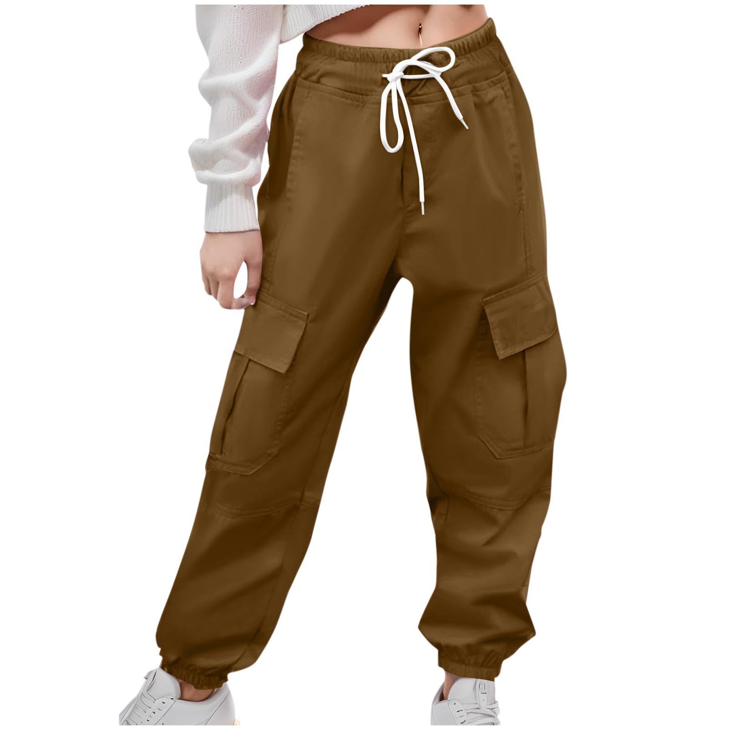 Women's cargo trousers with elasticated waistband and practical side pockets NOVAE