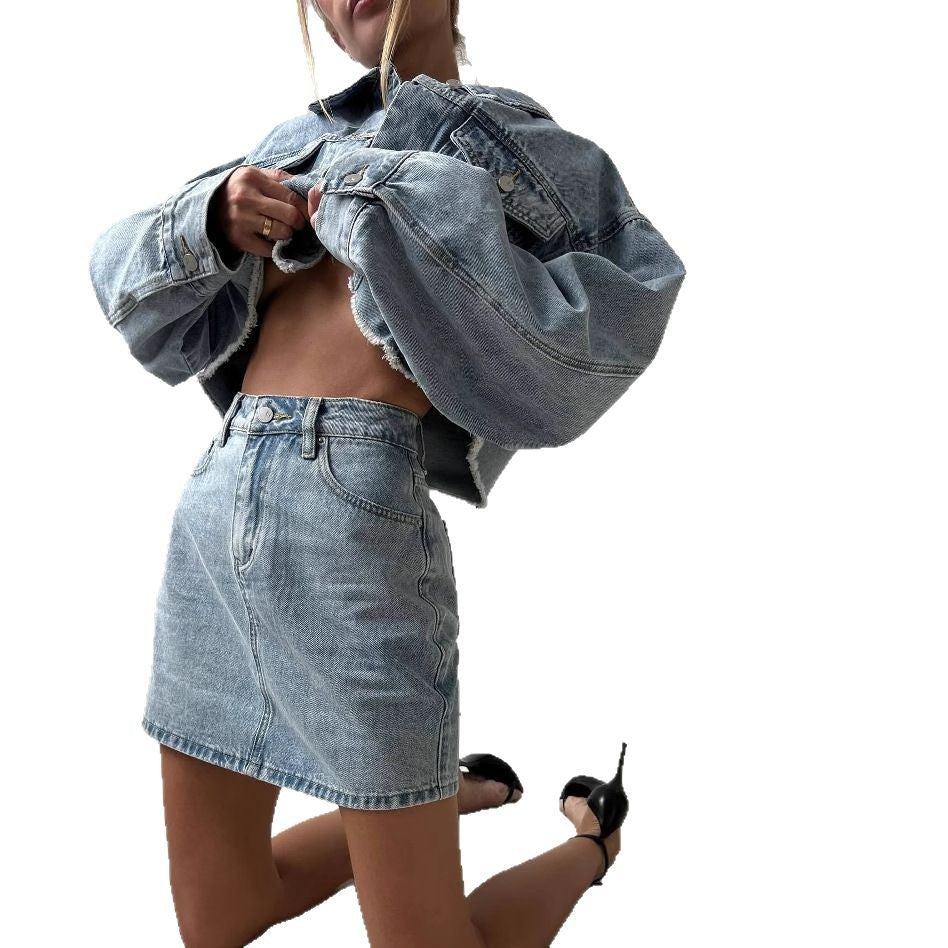 Women's Denim Jacket and Pencil Skirt Set NOVAE