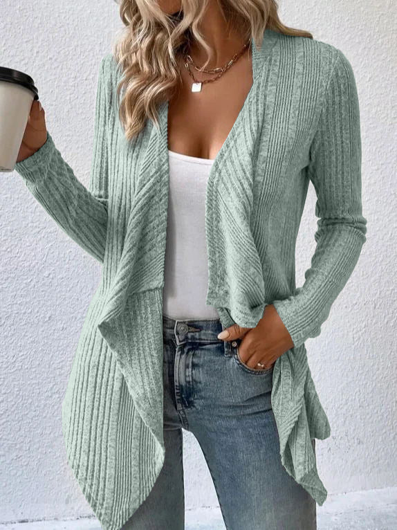 Women's casual cardigan with asymmetrical hem and open design NOVAE
