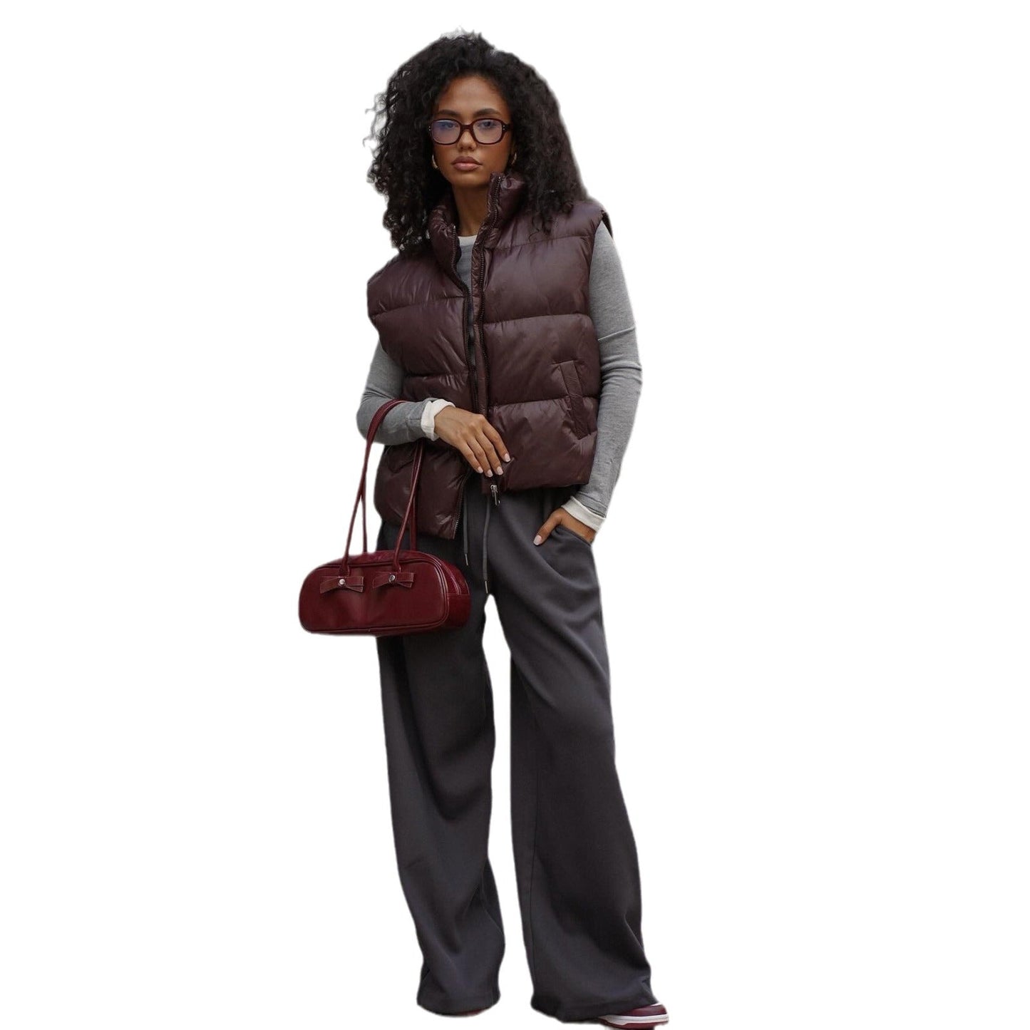 Women's quilted vest with high collar and practical zipper NOVAE