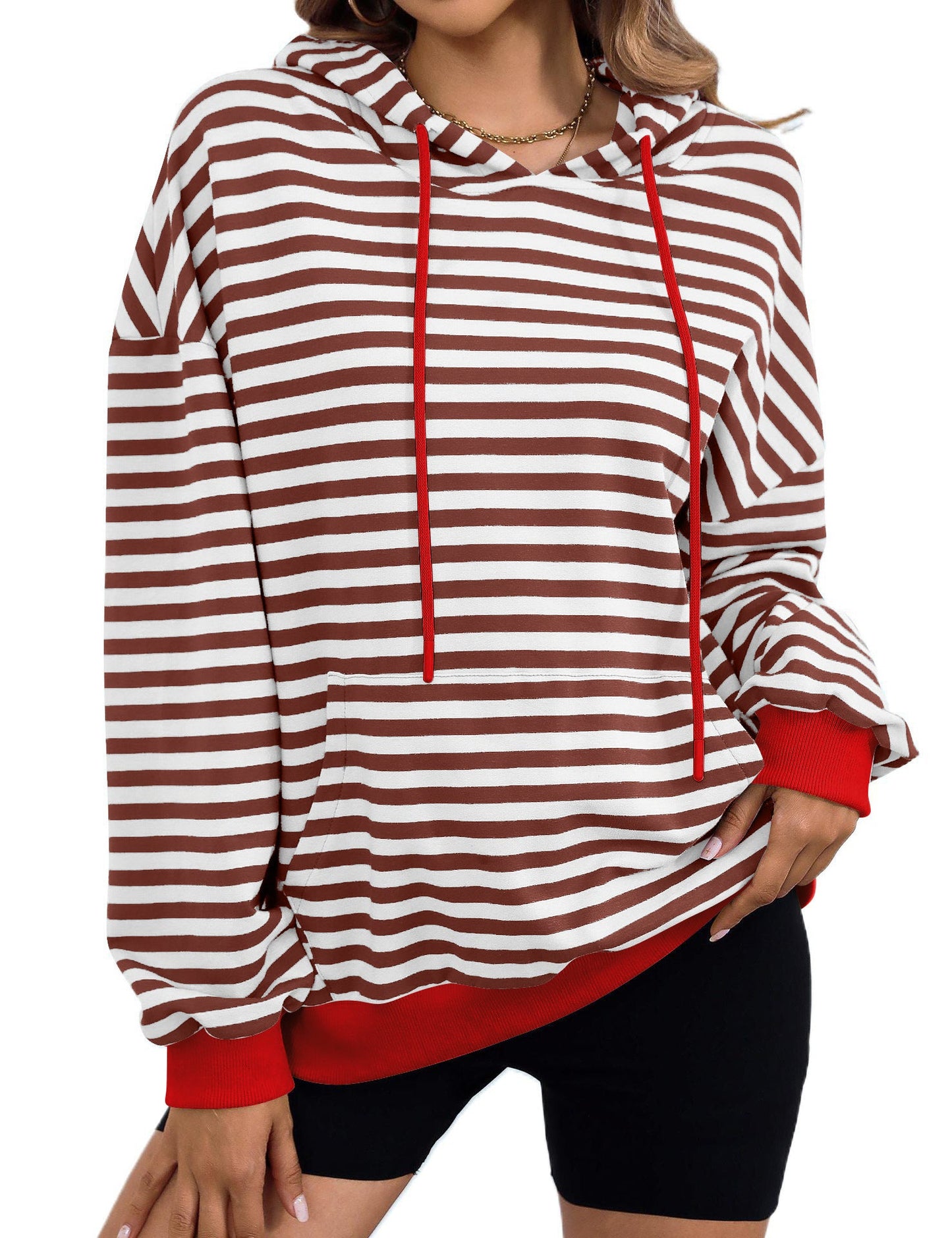 Women's casual hoodie with colorful striped pattern NOVAE