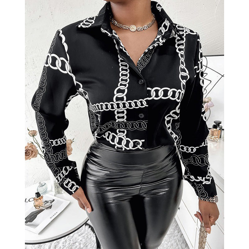 Women's blouse in an elegant animal print with contrasting patterns NOVAE