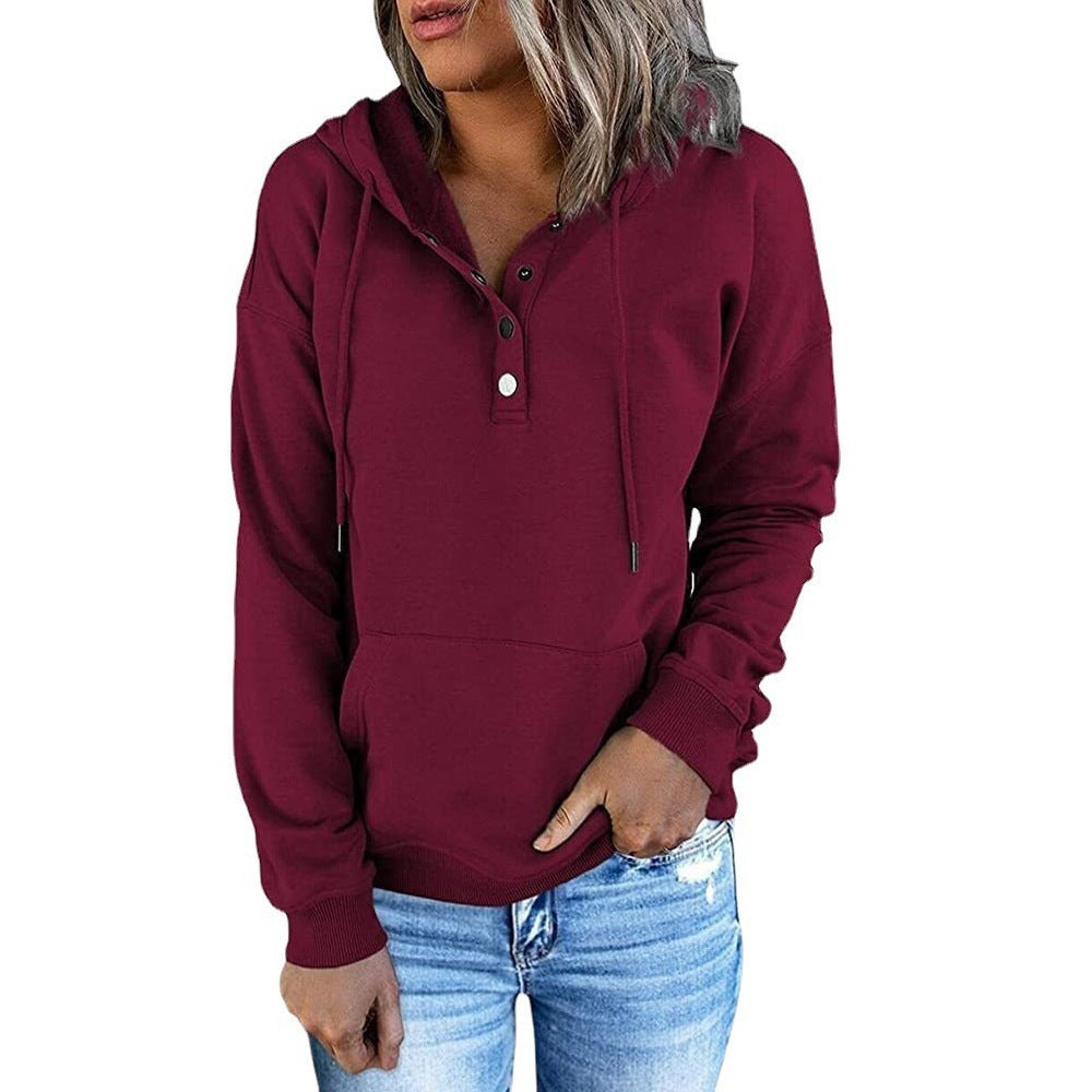Women's hoodie with button details and practical pockets NOVAE