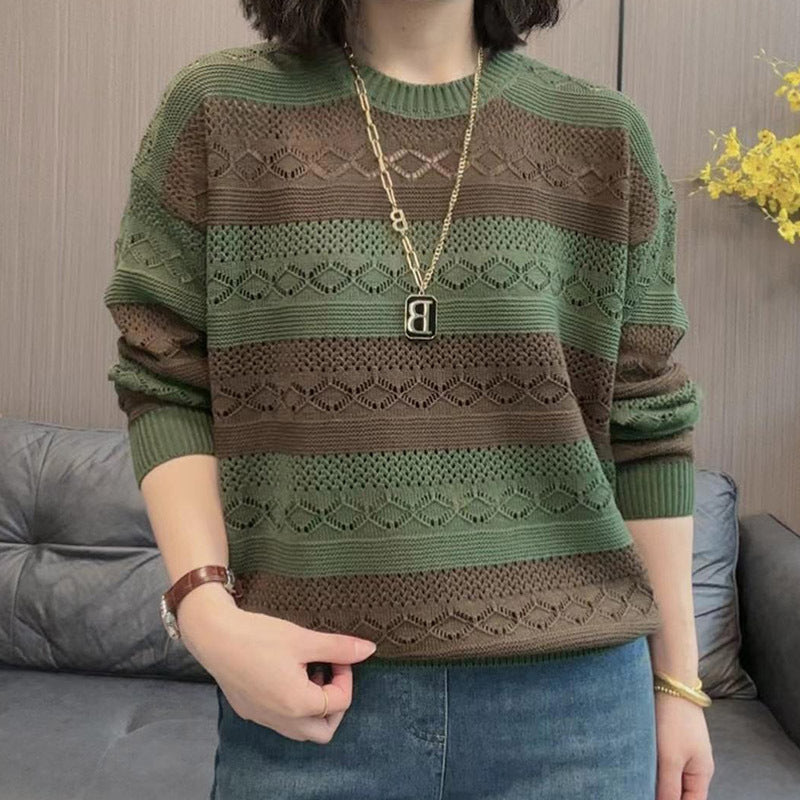 Women's knitted sweater with fashionable openwork pattern and casual cut NOVAE