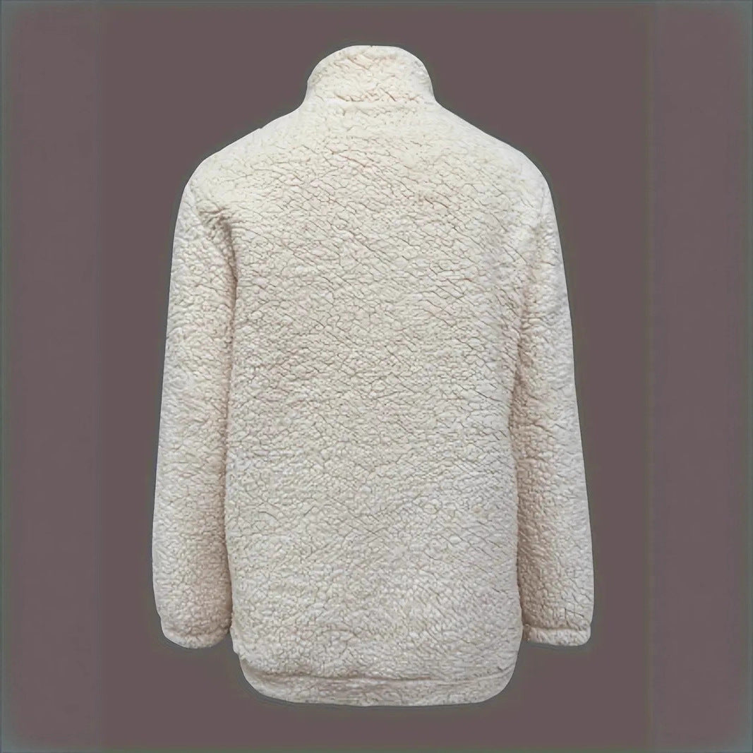 Women's cozy fleece pullover with short zipper and original NOVAE lettering