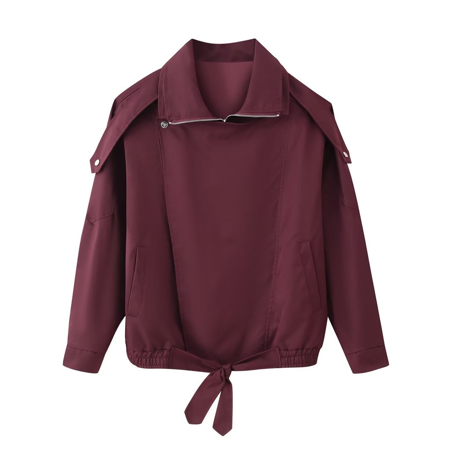 Women's sporty transitional jacket with fashionable collar and elasticated waistband NOVAE