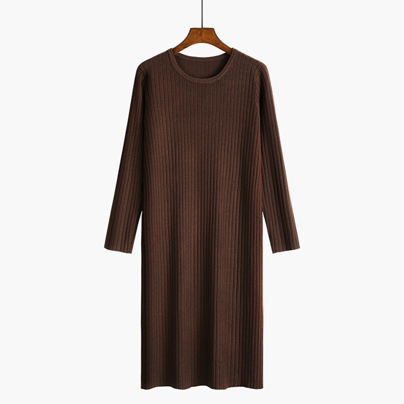 Women's knit dress with fine rib structure NOVAE