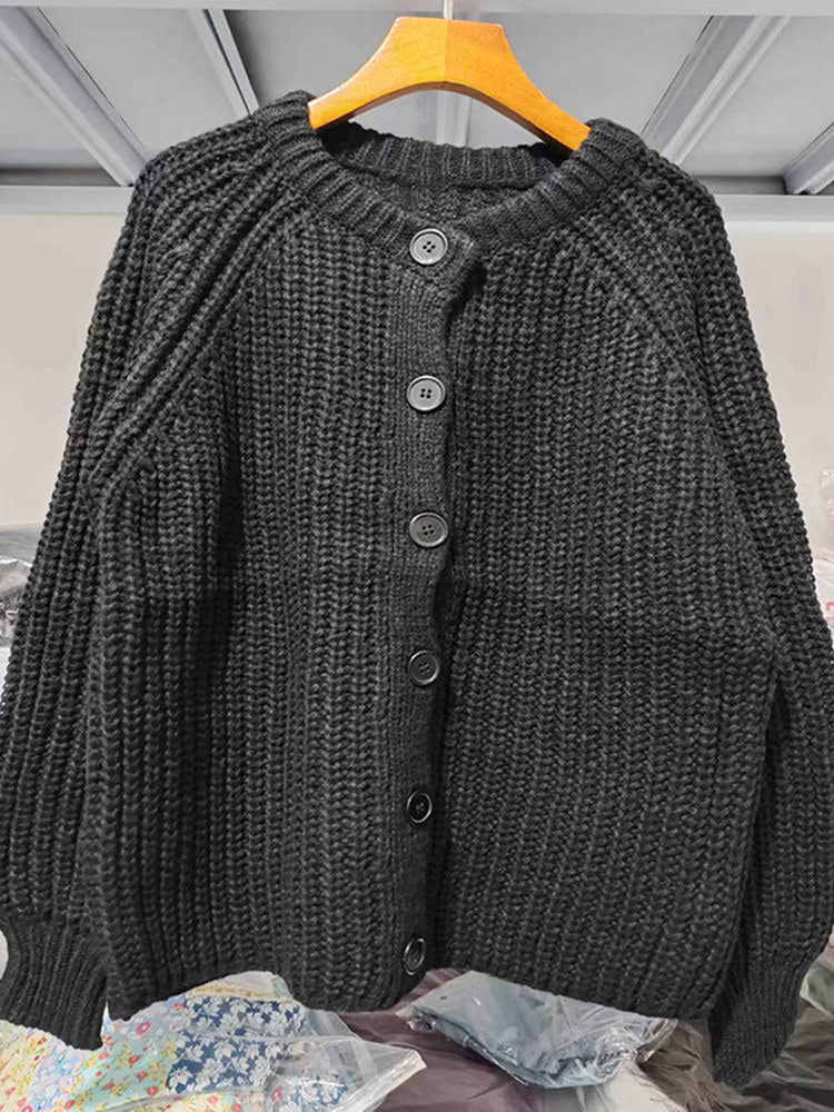 Women's cardigan with classic button placket and raglan sleeves NOVAE