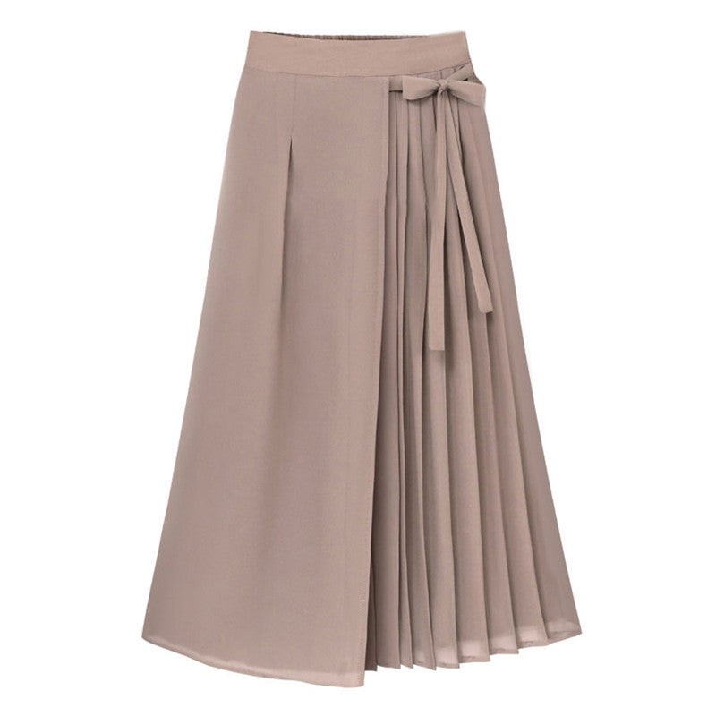 Women's Elegant Pleated Skirt with Side Waist Belt NOVAE