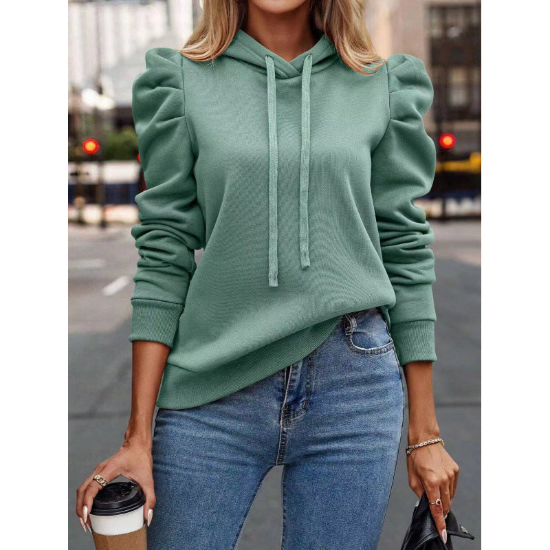Women's comfortable hooded sweatshirt with puff sleeves and a cozy cut NOVAE