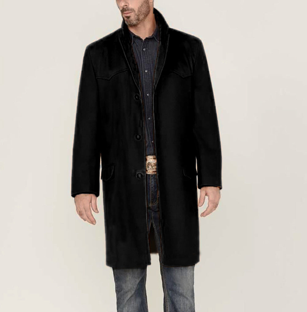 Men's elegant long-sleeved overcoat with modern accents NOVAE