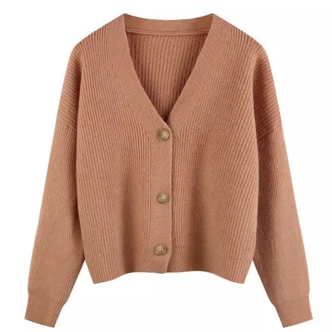 Women's cardigan with V-neck and high-quality button details NOVAE