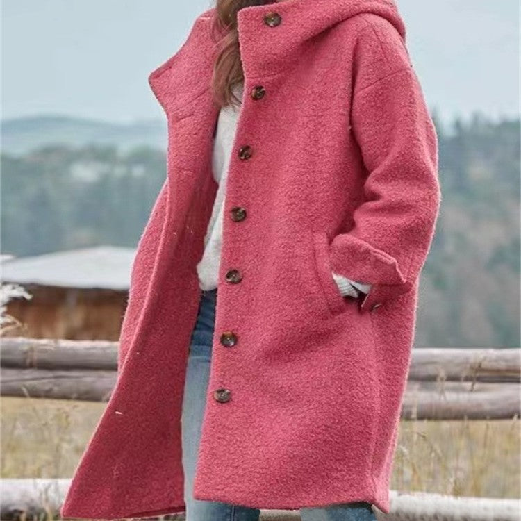 Women's casual oversized fleece coat with practical pockets NOVAE