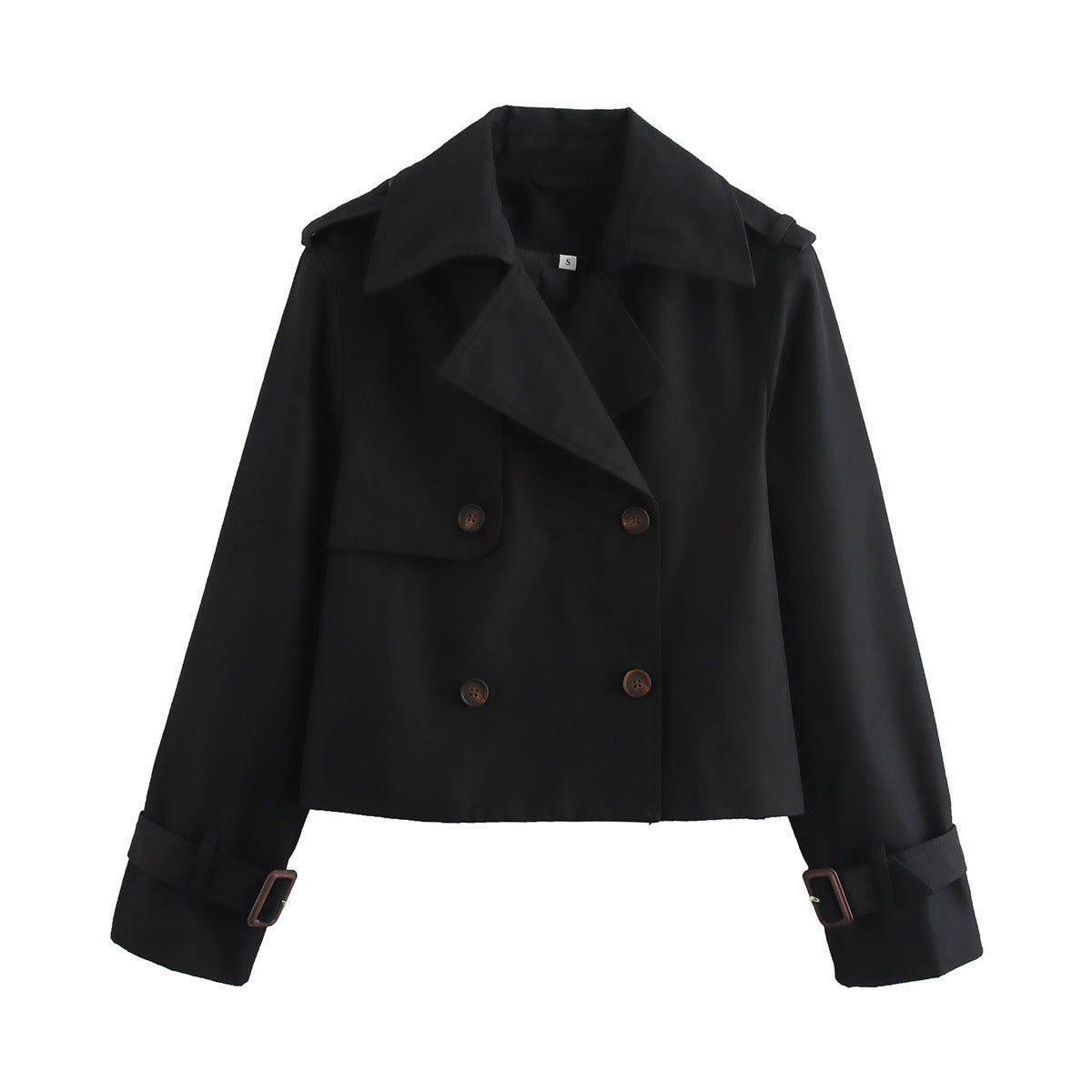 Women's cropped trench jacket with double button placket and adjustable sleeves NOVAE