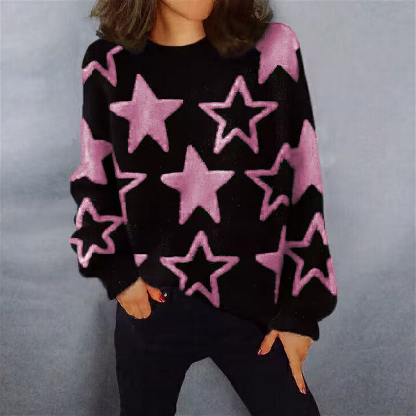 Women's Comfortable Knit Sweater with Starry Pattern and Casual Cut NOVAE