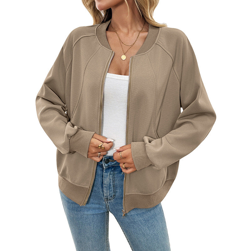 Women's sweatshirt jacket with a relaxed fit and practical pockets NOVAE