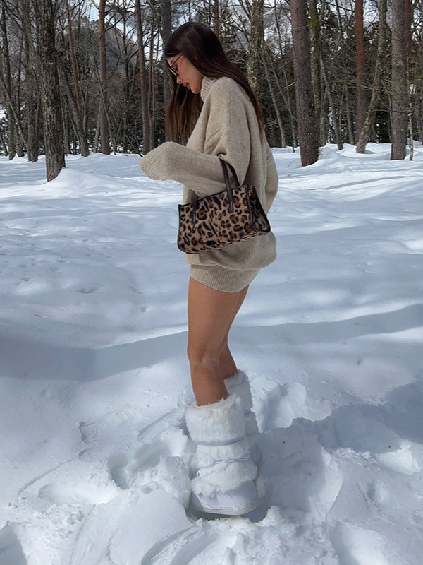 Women's Oversized Knit Sweater with High Neck NOVAE