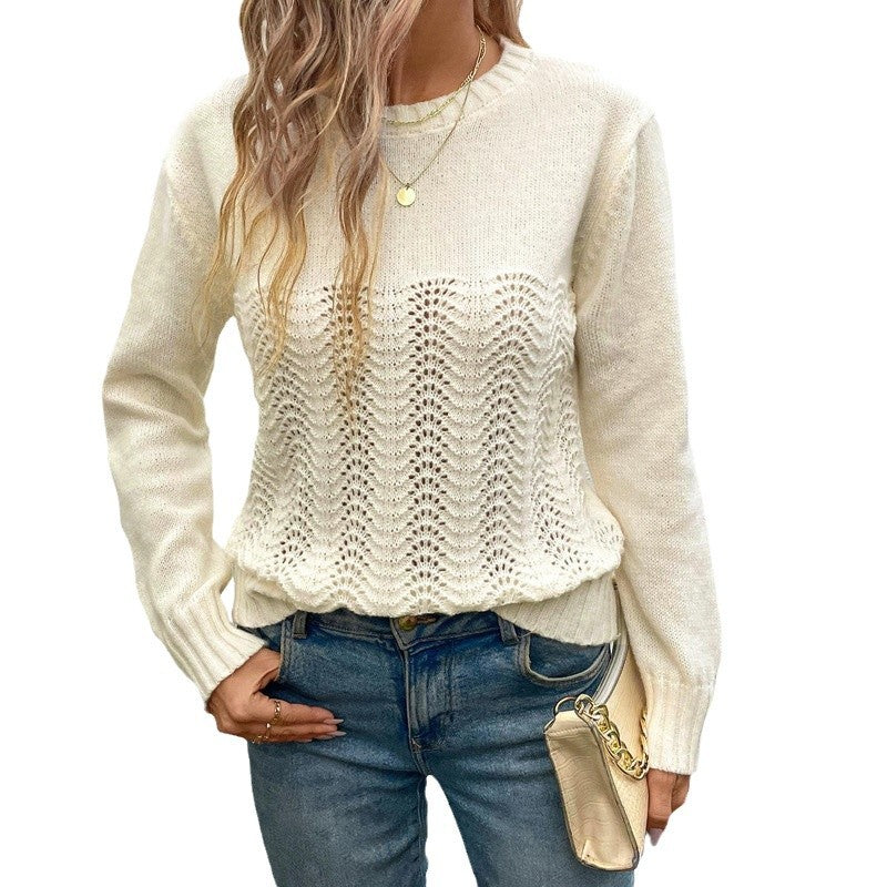 Women's knit sweater with a sophisticated wave pattern and high flexibility NOVAE