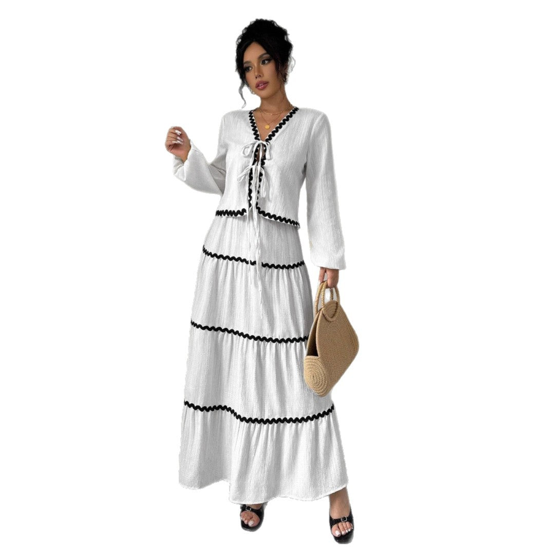 Women's maxi dress with ruffles and lacing NOVAE