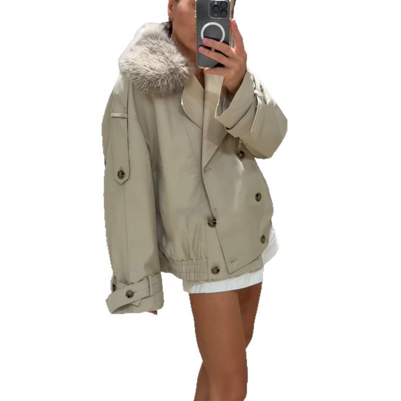 Women's fashionable outdoor jacket with elegant faux fur collar NOVAE