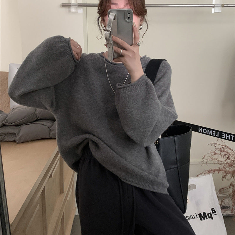 Women's casual sweater with voluminous sleeves and soft material NOVAE