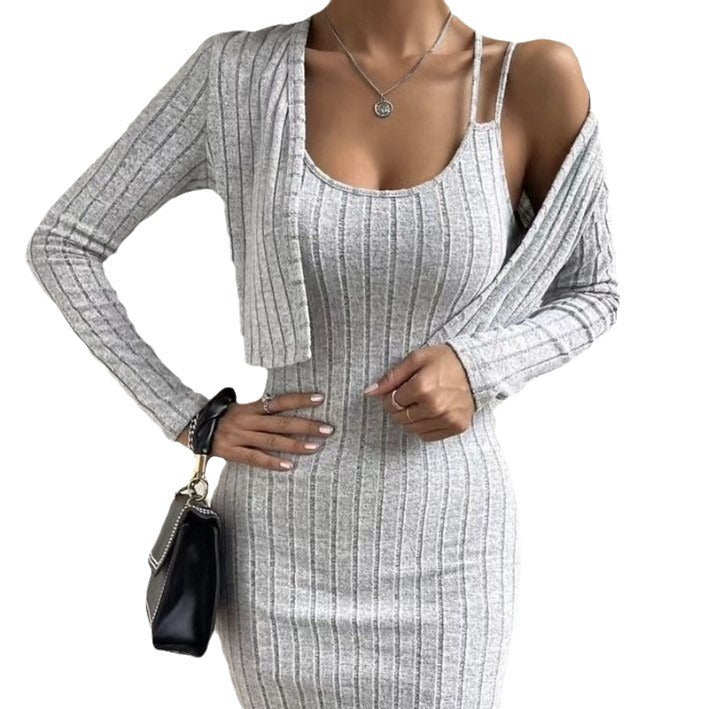 Women's knit dress with open cardigan NOVAE