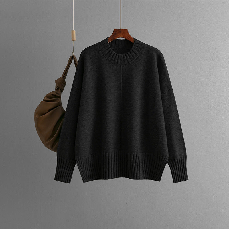 Women's Oversized Knit Sweater with Ribbed Cuffs NOVAE