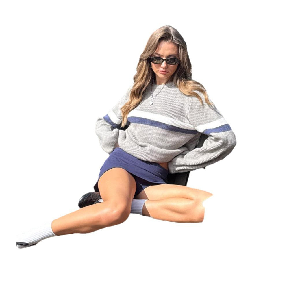 Women's casual sweater with a textured knit pattern and fashionable color accents NOVAE