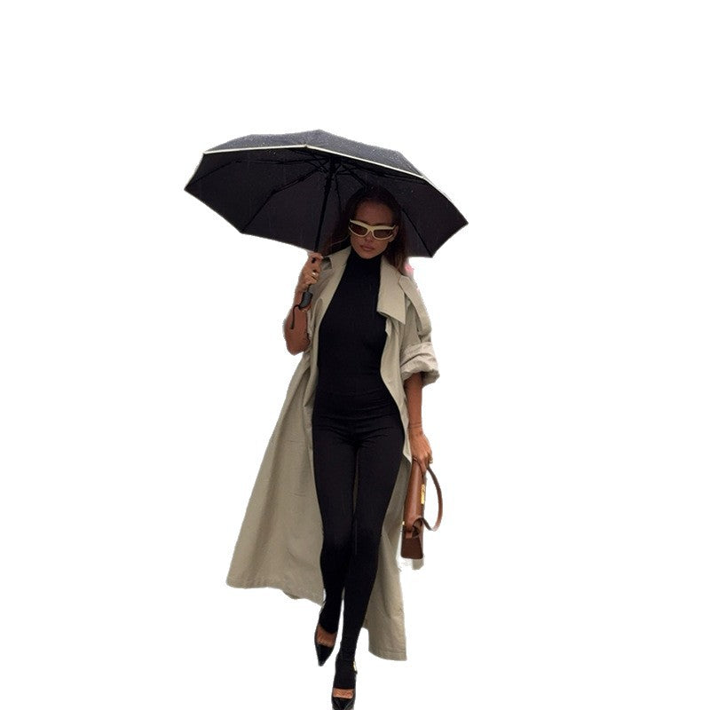 Women's Elegant Trench Coat with Open Sleeves and Modern Cut NOVAE