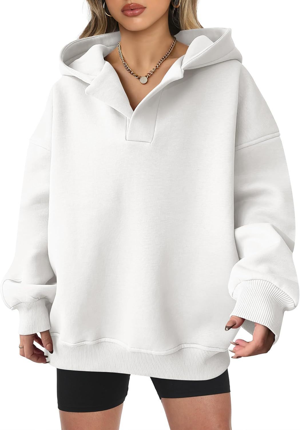 Women's oversized hoodie with fashionable collar and voluminous sleeves NOVAE