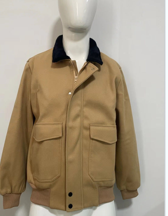 Men's stylish transitional jacket with soft collar and practical side pockets NOVAE