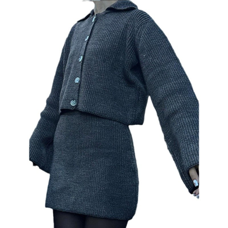 Women's wide-cut knit dress with button placket NOVAE