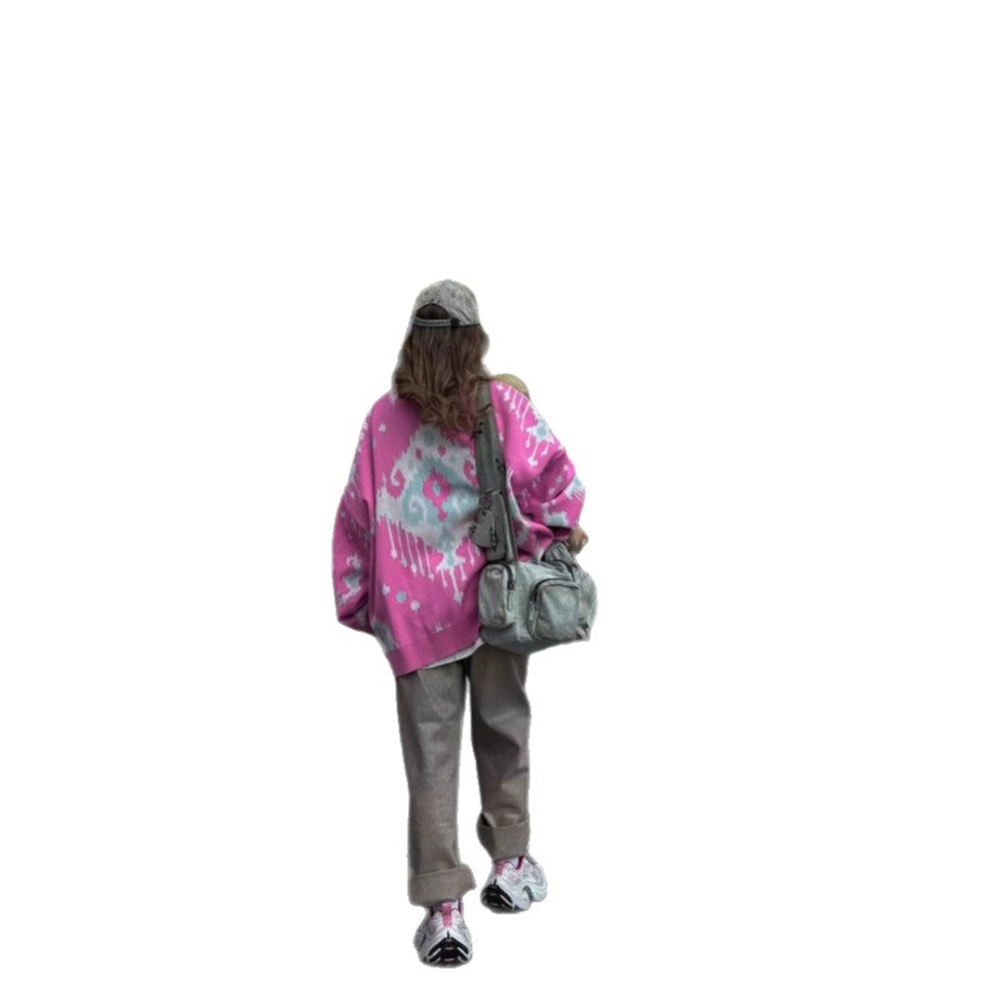 Women's knitted sweater with innovative pattern NOVAE