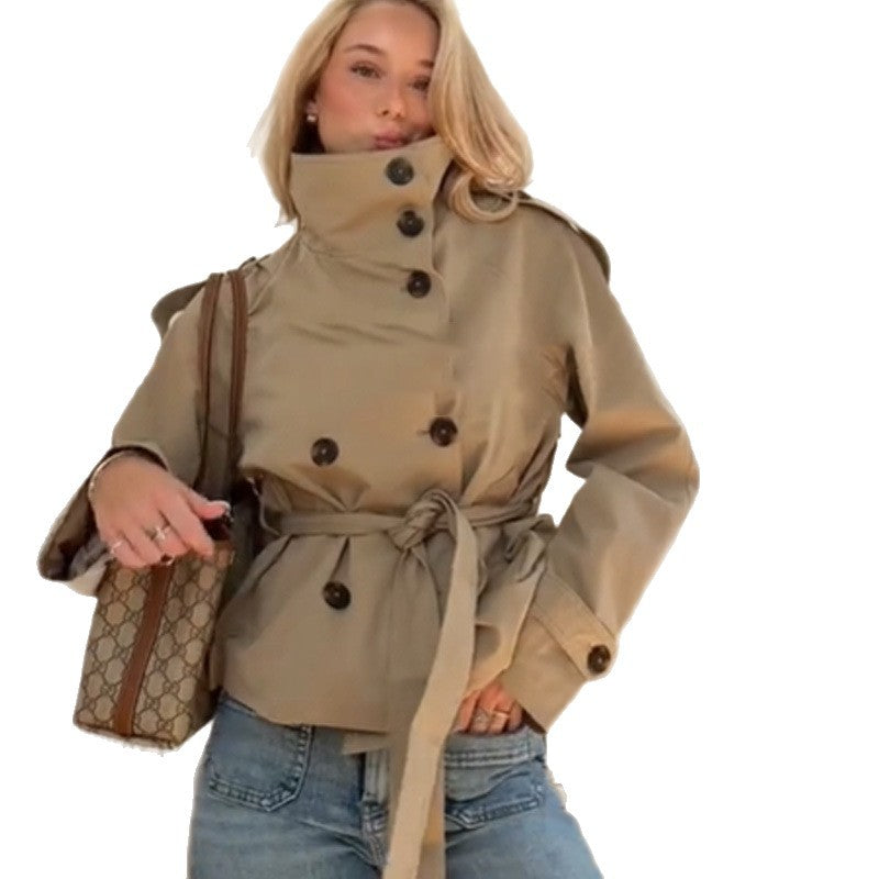 Women's fashionable trench jacket with tie belt and tailored fit NOVAE