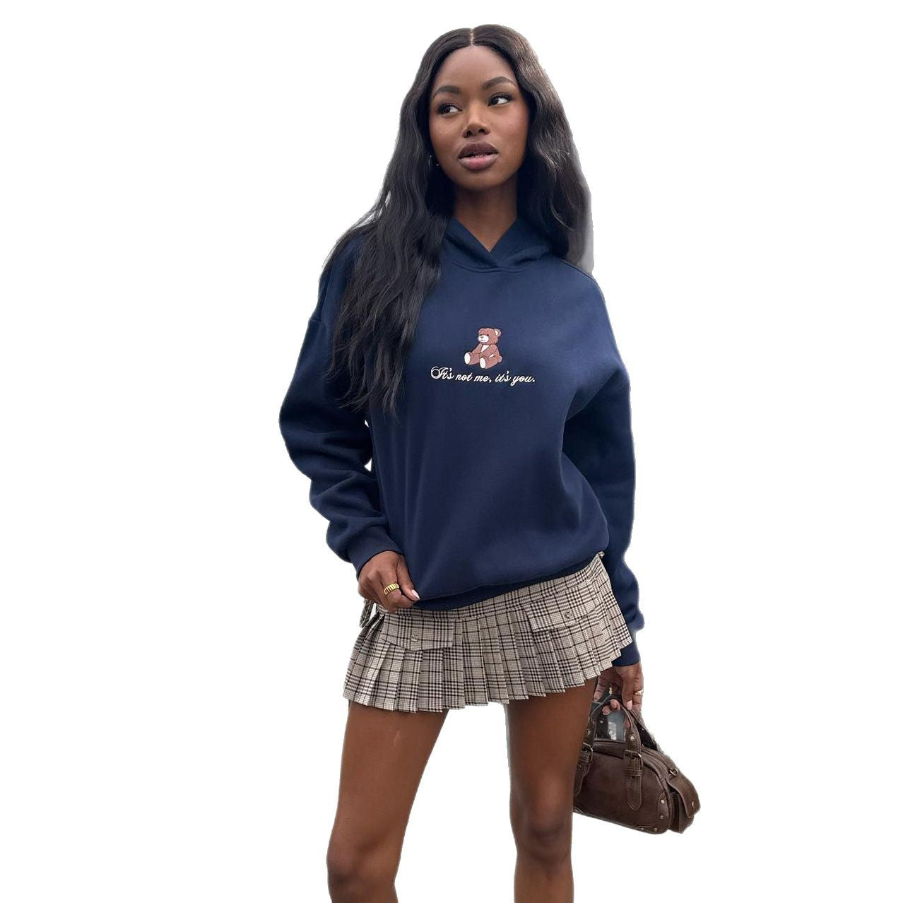 Women's hooded sweatshirt with playful bear motif and soft cotton blend NOVAE