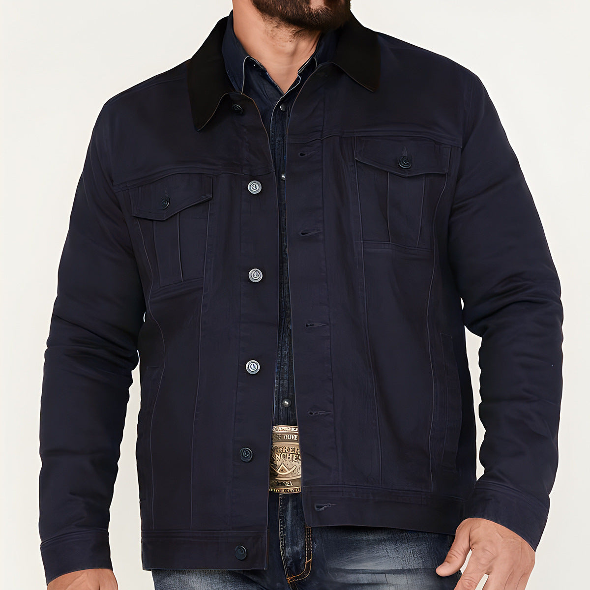 Men's classic-style denim jacket with practical pockets NOVAE