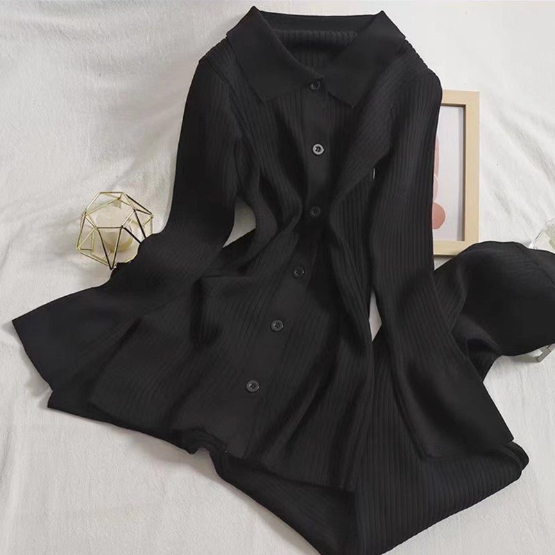 Women's knit sweater with classic collar NOVAE