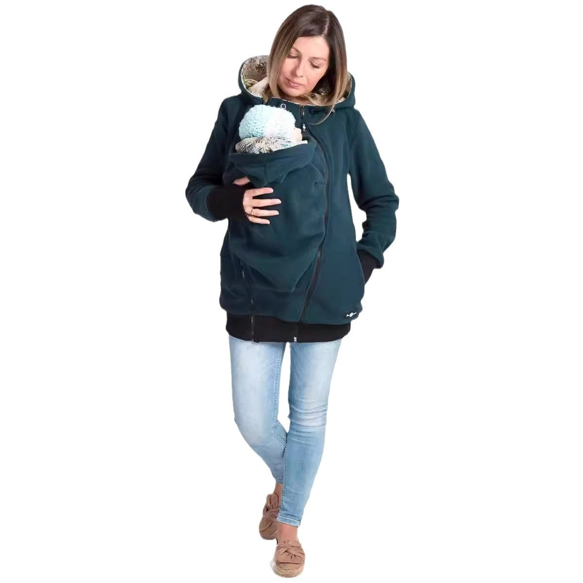 Women's carrier jacket made of cozy fleece with an extended cut NOVAE