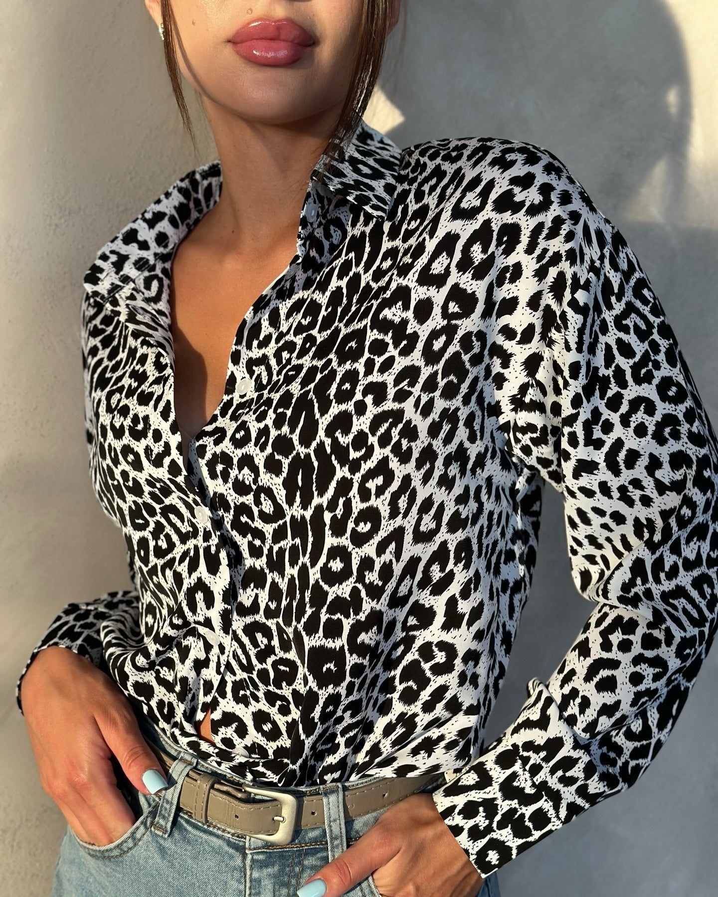 Women's elegant leopard print blouse NOVAE
