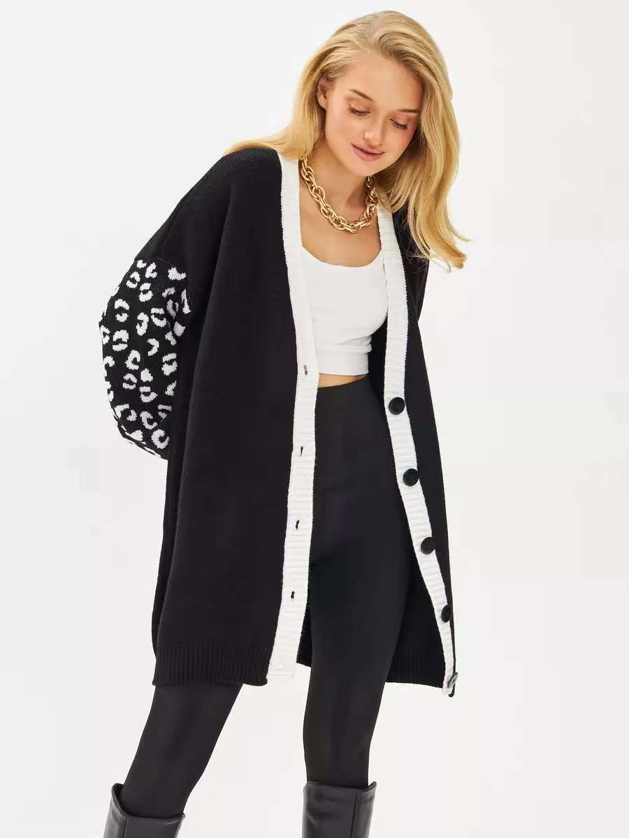 Women's cardigan with leopard print and feminine details NOVAE