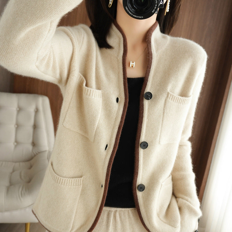 Women's cardigan with high-quality wool and practical pockets NOVAE