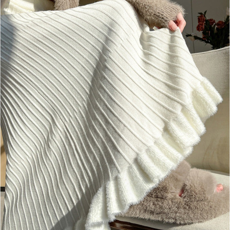 Women's pleated skirt with ruffle details and elastic waistband NOVAE